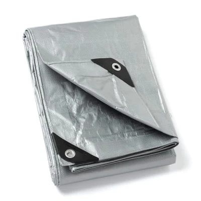 Afbeelding van GUARD SHIELD Afdekzeil, met inslagringen, waterdicht, 3 m x 5 m, zilverkleurig, multifunctioneel polyester zeil, 120 g/m², zeildoek, beschermend multifunctioneel, scheurvast, uv gestabiliseerd