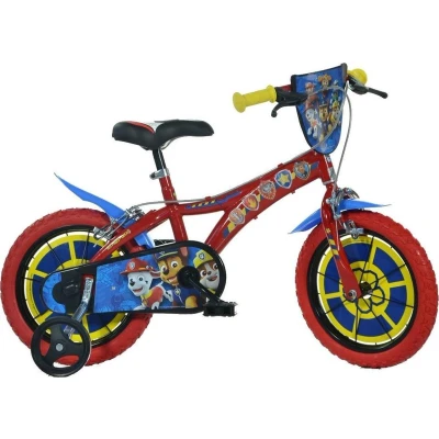 Afbeelding van Dino Kinderfiets Paw Patrol 14 inch met zijwieltjes, drinkfles en klep