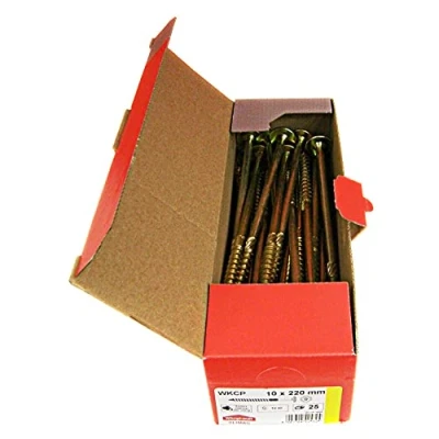 Afbeelding van KLIMAS Houtschroeven, platkopschroeven, Torx schroeven, geel, platte kop, voor dakconstructies schroeven houtconstructies 10x 220 mm 25 stukken