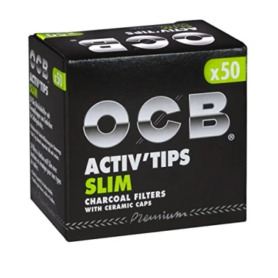 Afbeelding van OCB ActivTips Slim 7 mm actieve koolfilter met keramische doppen, 6 x 50 stuks, zilver, smal