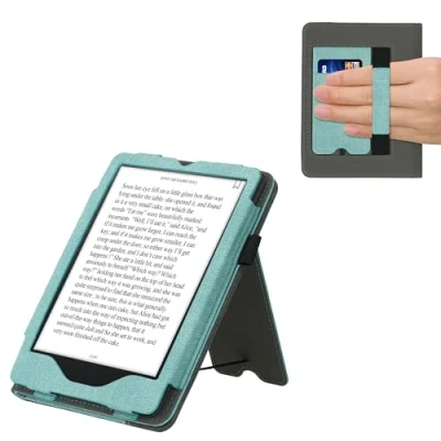 Afbeelding van kwmobile case compatibel Met Amazon Kindle Paperwhite 11. Generation 2021 hoes standaard E reader cover van kunstleer In mintgroen/donkergrijs