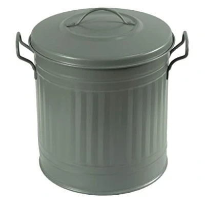 Afbeelding van HRB Vuilnisbak, wasmand, zink, vintage design, zeer stevig, verschillende maten, antraciet, 15 liter