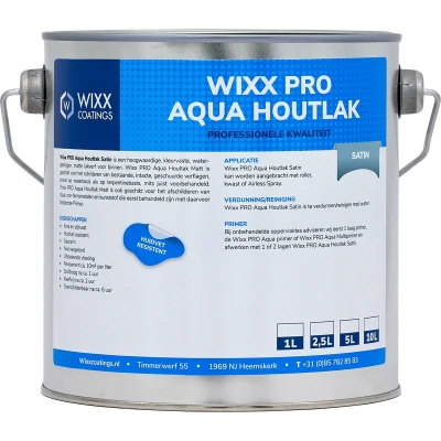 Afbeelding van Wixx PRO Aqua Houtlak Satin 1L RAL 9001 Crèmewit