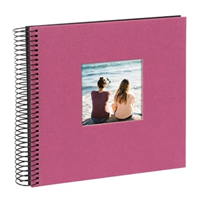 Afbeelding van goldbuch 12708 spiraalalbum Bella Vista, fotoalbum met vensteruitsparing voor eigen foto, 20 x cm, 40 zwarte pagina&#039;s, herinneringsalbum van linnen, fotoboek Fuchsia