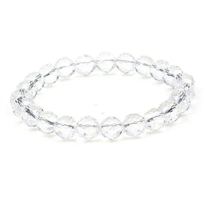 Afbeelding van MJDCB 8 mm Natuurlijke Gefacetteerde Witte Kwarts Armband Energiegenezende Kralen