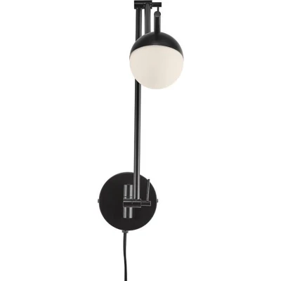 Afbeelding van Nordlux Wandlamp CONTINA Textiel kabel, met de mond geblazen opaal glas