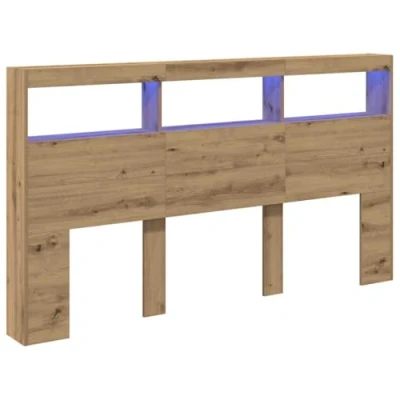Afbeelding van Hoofdbordkast met LED artisan 180x17x102 cm eikenkleurig