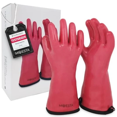 Afbeelding van Moesta BBQ 20019 HeatPro Handschoenen Oven Grill Handschoen Siliconen Hittebestendig tot 250 C Wasbaar XL 10 Roze