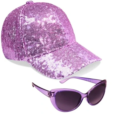 Afbeelding van CityComfort Meisjes Cap en Zonnebril Set, Baseball UV Zonnebril, Paars, One size