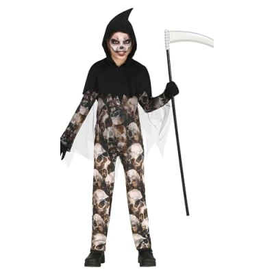 Afbeelding van Guirca Beul &amp; Magere Hein Kostuum Skull Collector Kind Bruin, Zwart 10 12 jaar Halloween Verkleedkleding