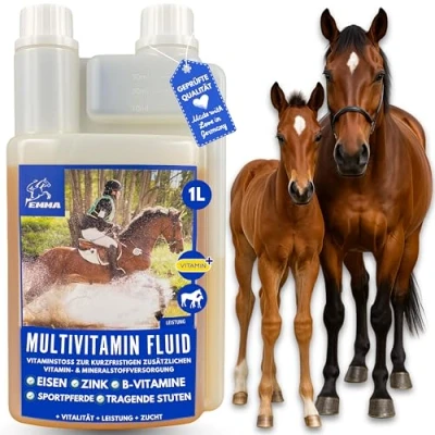 Afbeelding van EMMA® Multi Vitamine Vloeistof voor paarden I B Complex B12, B6, B2, B1 K, C, Zinc Copper Iron Horse Mineraalvoer Paard Drachtige merrie Voederen Senior 1 L