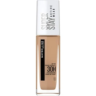 Afbeelding van Maybelline New York Vloeibare foundation, langdurig, zonder overdracht, hoge dekking, Superstay Active Wear 30 uur, kleur: ivoor (10), inhoud: ml