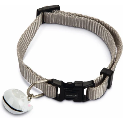 Afbeelding van Beeztees nylon kattenhalsbandje Uni. Lichtgrijs. 20 30 cm x 10 mm.