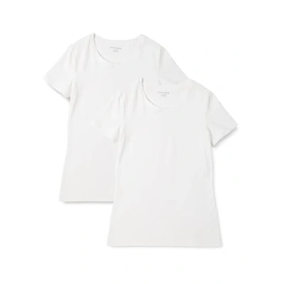 Afbeelding van Amazon Essentials Women&#039;s T shirt met korte mouwen en ronde hals in klassieke pasvorm, Pack of 2, Wit, XL