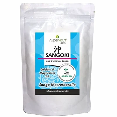 Afbeelding van Sangoki Sango zeekoraalpoeder calcium en magnesium, in optimale verhouding van 2:1, per stuk verpakt (1 x 250 g)