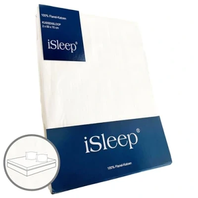 Afbeelding van iSleep Kussensloop Flanel Katoen 60x70 cm (2 stuks) (wit)