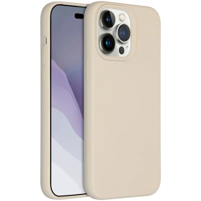 Afbeelding van Apple iPhone 14 Pro Max Hoesje Siliconen en TPU (zacht) Accezz Softcase/Backcover Beige Telefoonhoesje