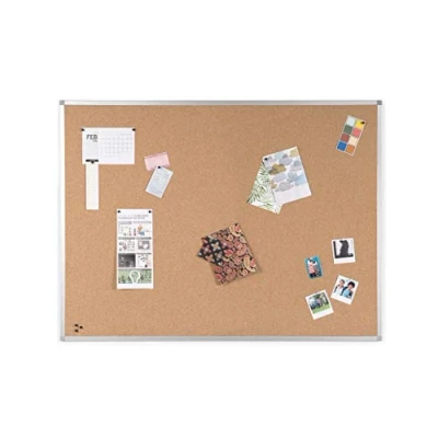 Afbeelding van Kurkbord met aluminium frame en oppervlak van natuurkurk, prikbord, 90 x 60 cm