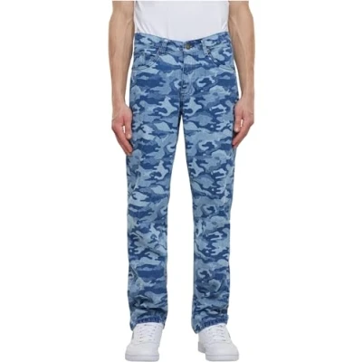 Afbeelding van Urban Classics Laser CAMO Straight leg jeans, Heren, Maat: 40, Bluelasercamo