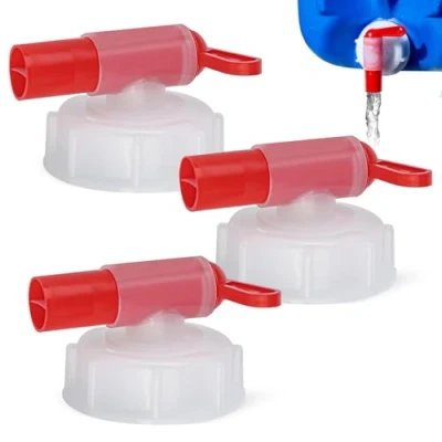 Afbeelding van 3 stuks afvoerkraan, doseerkraan, DIN61, jerrycan, tapkraan voor 15 60 liter, uitloop 25 mm, doseren, vullen, overvullen (wit rood, DIN 61)
