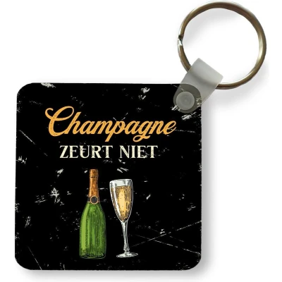 Afbeelding van Sleutelhanger Uitdeelcadeautjes Champagne Fles Glas Plastic Vaderdag cadeau Geschenk Cadeautje voor hem Tip Mannen