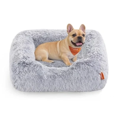 Afbeelding van Feandrea Hondenbed, Hondenkussen, 71 x 55 18 cm, Zachte vulling, Hondensofa, Opstaande randen, Afneembare en machinewasbare hoes, Antislip, Schaduwgrijs PGW271G01