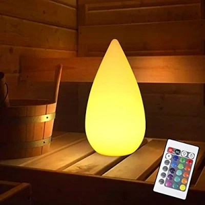 Afbeelding van ACMHNC LED tafellamp draadloos dimbaar, moderne Sauna lamp batterij binnen &amp; buiten met afstandsbediening, wit waterdruppels bedlampje oplaadbaar, IP54 buitenlamp voor bar restaurant tuin