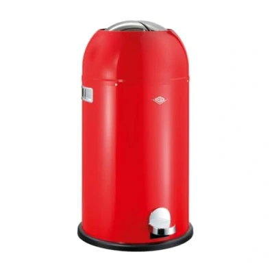 Afbeelding van Wesco Kickmaster Afvalbak in de kleur rood, gepoedercoat plaatstaal, ingebouwde demper, 33 liter volume, grote inworp