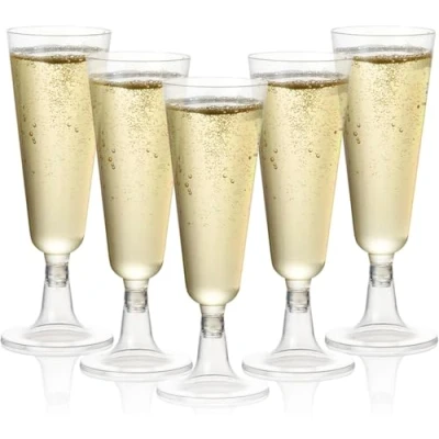 Afbeelding van MATANA 48 Plastic Champagneglazen voor Bruiloften, Verjaardagen, Kerst &amp; Feesten, 130ml Elegant, Stevig Herbruikbaar