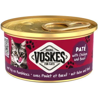 Afbeelding van 24x Voskes Kattenvoer Paté Kip&amp;Rundvlees 85 gr