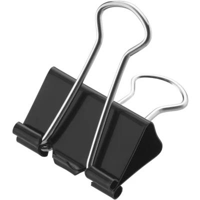 Afbeelding van Westcott Foldback E 10712 00 Klemmen, 25 mm, zwart, 12 stuks, set van metalen klemmen voor documenten, stabiele en herbruikbare papierklemmen, mm kantoor huishouden, zwart