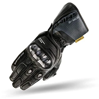 Afbeelding van SHIMA STR 2 Motorhandschoenen voor heren, touchscreen, zomer, sport lederen handschoenen met carbon enkelbeschermer, handpalm en vingerschuiver, versterkte (zwart, 3XL)