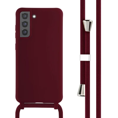 Afbeelding van Samsung Galaxy S21 FE Hoesje Siliconen en TPU (zacht) iMoshion Softcase/Koordhoesje/Backcover Donkerrood Telefoonhoesje