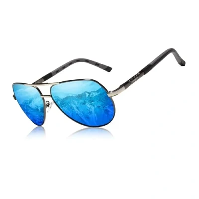 Afbeelding van KINGSEVEN Klassieke gepolariseerde zonnebril voor mannen en vrouwen, retro aluminium magnesium NK725, blauw/grijs, L