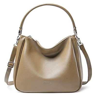 Afbeelding van David Jones Hobo dameshandtas schoudertas met schouderriem van kunstleer middelgrote draagtas lange handgreep klassieke stadsmode elegant praktisch, Beige, Eén maat, klassiek
