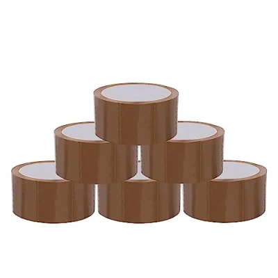Afbeelding van BIGtec 6 rollen verpakkingstape, kartonnen tape, standaard, 66 m lang, 48 mm breed, bruin, verpakkingsmateriaal voor pakketten en karton