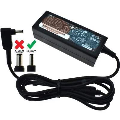 Afbeelding van Acer Stroom adapter 3mm aansluiting 45W (Geschikt voor Swift 1 3 5 enPro TravelMate Spin Spi Voeding Zwart