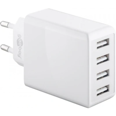 Afbeelding van 4 voudige USB oplader, meervoudige 30W, laadt maximaal apparaten tegelijkertijd op, wit