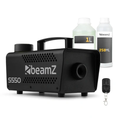 Afbeelding van BeamZ S550 rookmachine set met reinigings en rookvloeistof