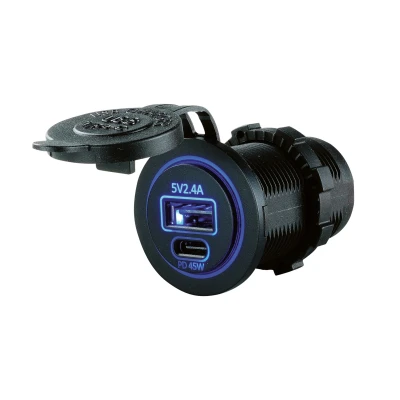 Afbeelding van Talamex 12/24 volt USB / C PD Inbouwstopcontact met Snel Laadfunctie