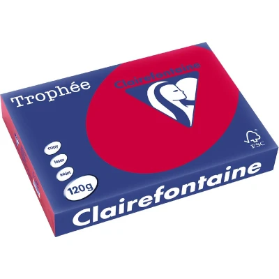Afbeelding van Clairefontaine Trophée Intens, gekleurd papier, A4, 120 g, 250 vel, kersenrood papier