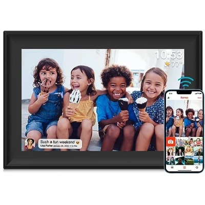 Afbeelding van digitale fotolijst, WiFi 10,1 inch fotolijst ingebouwde 32 GB opslag bewegingssensor automatische rotatie Gebruik SD kaart/USB driver, 1280x800 aanraakscherm, deel momenten direct via de