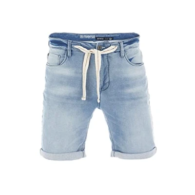 Afbeelding van riverso RIVPaul Herenjeans, korte broek, zomer, bermuda, stretch, denim, shorts, sweatbroek, katoen, grijs, blauw, zwart, w30, w31, w32, w33, w34, w36, w38, w40, w42, Lichtblauw denim (L114), 33