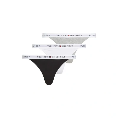 Afbeelding van Tommy Hilfiger Tanga Thong 3 PACK String, Dames, Maat: 40 42, Light grey heather/white/black