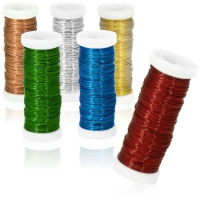 Afbeelding van COM FOUR® 6x 30 m binddraad in 6 praktische kleuren, wikkeldraad voor knutselen en boetseren, Ø 0,37 mm (6 stuks 30m elk kleuren)