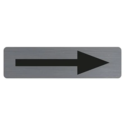 Afbeelding van Exacompta Ref. 67165E 1 zelfklevend deurbordje Zwarte pijl Muurbordje bedrukt voor bewegwijzering Op alle steunen Aspect geborsteld aluminium Afmetingen : 16,5 x 4,4 cm