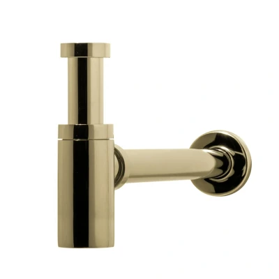 Afbeelding van HotBath Pal wastafelsifon rond Gepolijst Messing PVD P035NBP