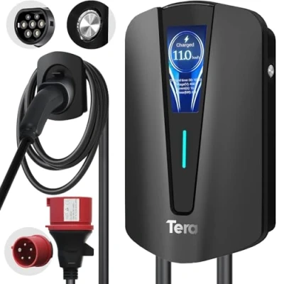 Afbeelding van Tera Oplaadstation voor elektrische voertuigen Home Niveau 2 CE gecertificeerd, 6 m oplaadkabel van zuiver koper, laadstation VE tot 16 A 480 V, model Q8