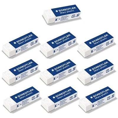 Afbeelding van STAEDTLER Gum Mars kunststof ftalaat en latexvrij, 10 gummen in wit
