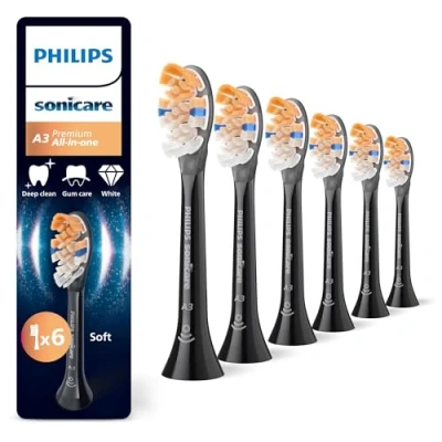 Afbeelding van Philips Sonicare A3 Premium All in One, originele vervangende opzetborstels, zwart, set van 6, HX9096/88